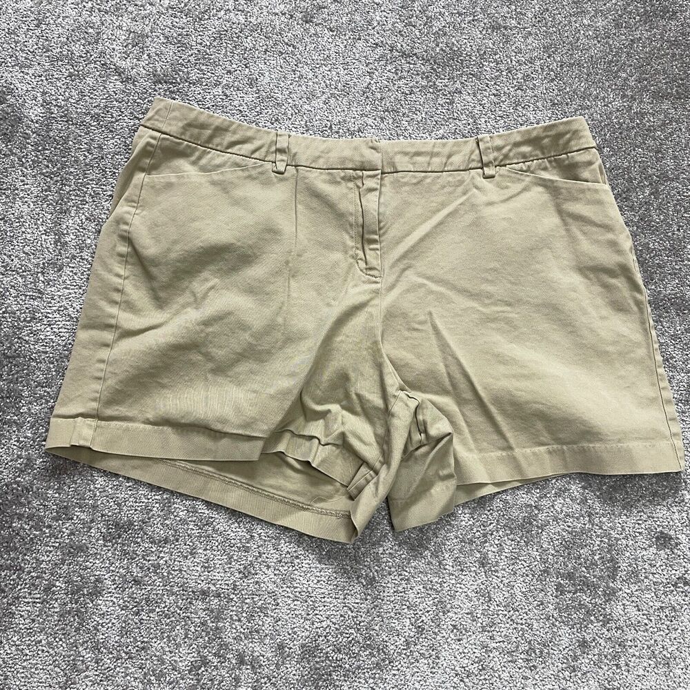 Lane Bryant Chino Bermuda Shorts Womens 18 Brown Solid Pockets High Rise Knit 5"